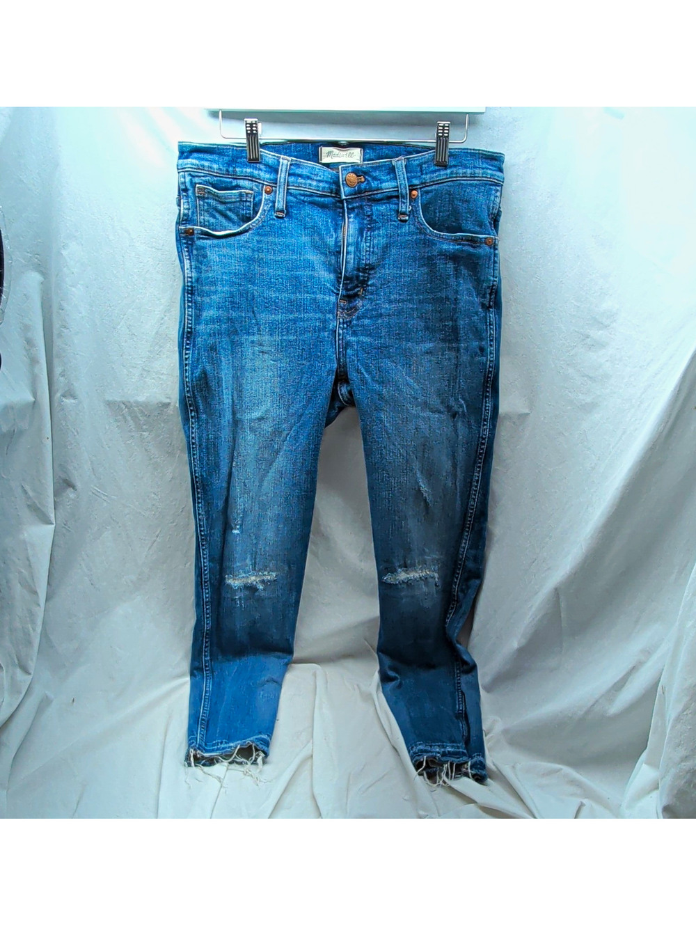 Madewell High-Rise Skinny Jeans Womens 32 Blue Medium Wash Distressed Stretch